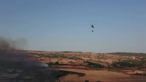 Firefighter Helicopter Dropping Water Stock Footage 157775137