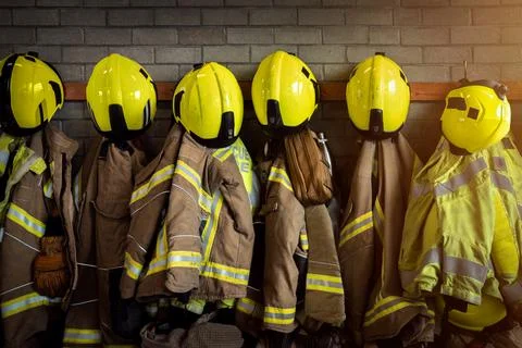 Firefighter Helmet - Emergency services Firefighting uniform Fotos Stock