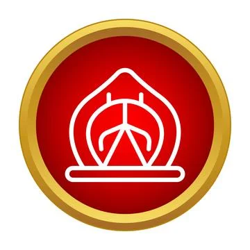Firefighter helmet icon on a red button Stock Illustration