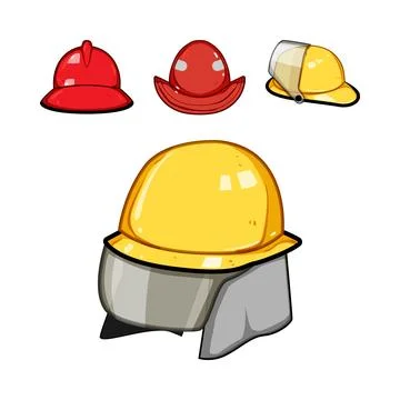 Firefighter helmets illustration and personal safety concept Stock Illustration