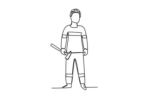 A firefighter holding a hammer Stock Illustration