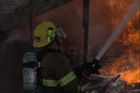 Firefighter with Hose Stock Footage 93916964
