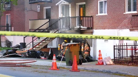 Firefighter at house fire Stock Footage 114741609