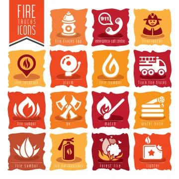 Firefighter icon set Stock Illustration