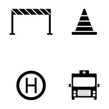 Firefighter icon set Illustrazione stock