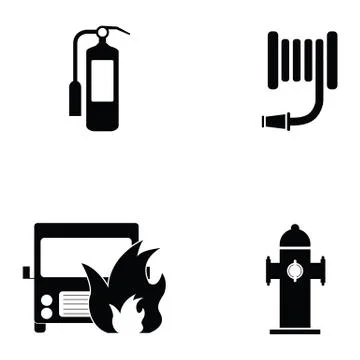 Firefighter icon set Stock Illustration