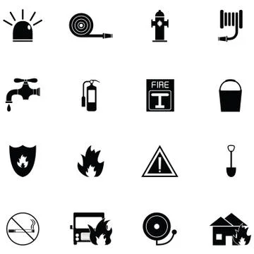 Firefighter icon set Stock Illustration