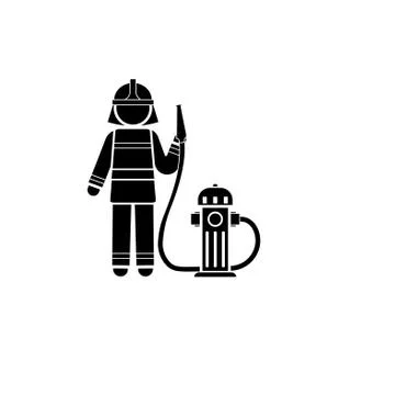 Firefighter icon vector black on white background Stock Illustration