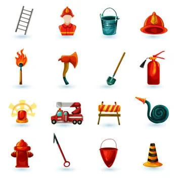 Firefighter Icons Set Stock Illustration