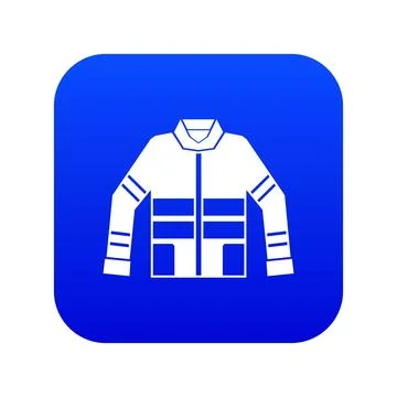 Firefighter jacket icon digital blue Stock Illustration