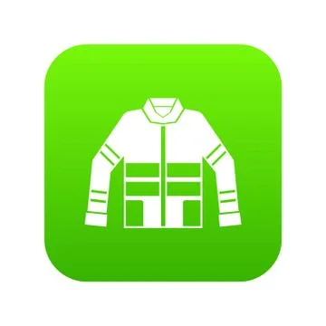 Firefighter jacket icon digital green Stock Illustration
