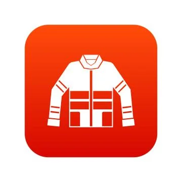 Firefighter jacket icon digital red Stock Illustration