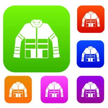 Firefighter jacket set collection Stock Illustration