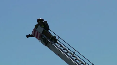 Firefighter on Ladder Stock Footage 936886