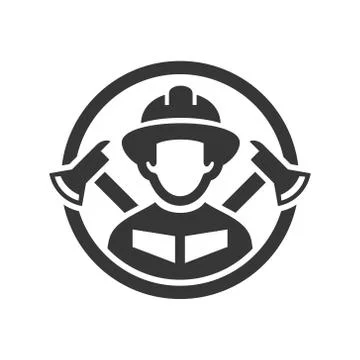 Firefighter Logo Icon on White Background. 库存插图