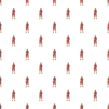 Firefighter man standing uniform seamless pattern background Stock Illustration