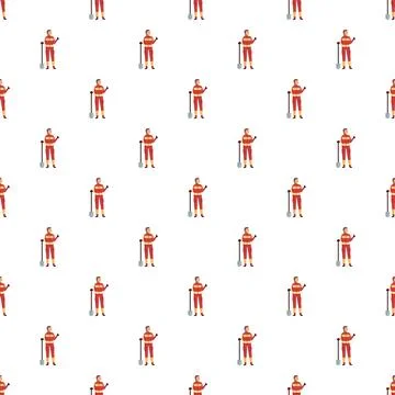 Firefighter man worker seamless pattern illustration Stock Illustration