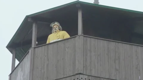 Firefighter mannequin on the tower Stock Footage 183931841