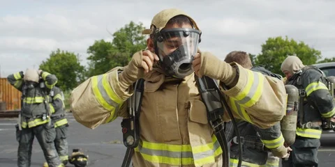 Firefighter Mask Stock Footage 123421173