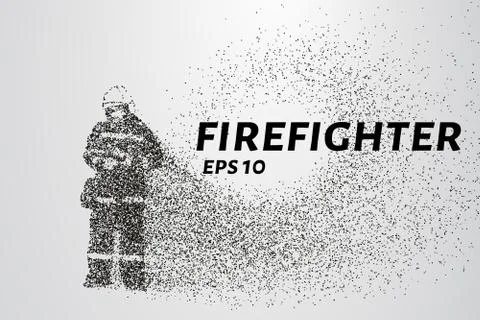 Firefighter of the particles. Firefighter consists of circles and points. V.. Stock Illustration