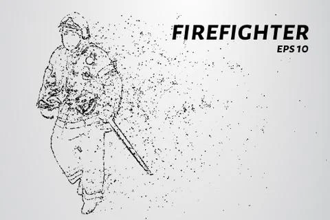 Firefighter of the particles. Firefighter consists of circles and points. Vec Stock Illustration