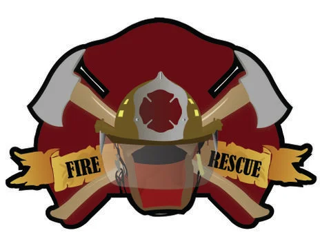 A firefighter patch with symbols. Stock Illustration