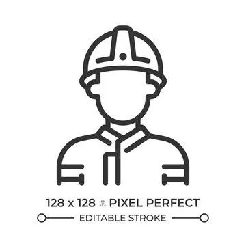 Firefighter pixel perfect line icon 库存插图