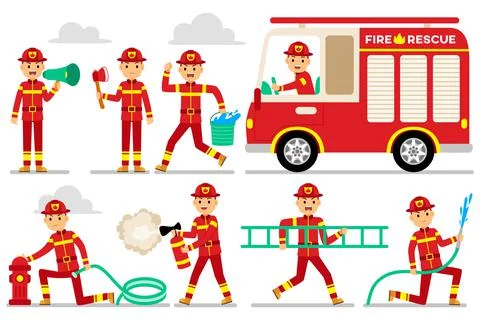 Firefighter Profesion Character Stock Illustration