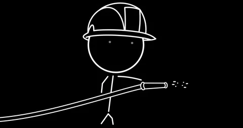 Firefighter putting out a fire Stock Footage 296464744