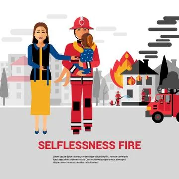 Firefighter Rescuing Child Vector Illustration Illustrazione stock