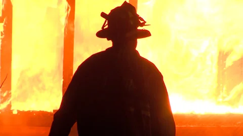 Firefighter 's silhouette Video stock 37808253