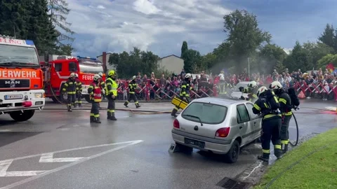 Firefighter show in austria Stock Footage 228369507