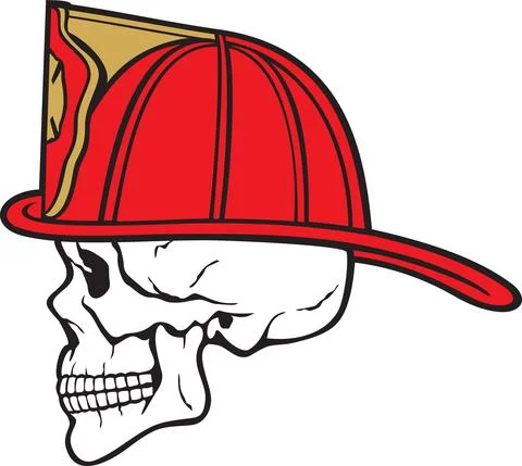 Firefighter skull color Stock Illustration