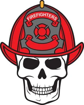 Firefighter Skull color Stock Illustration
