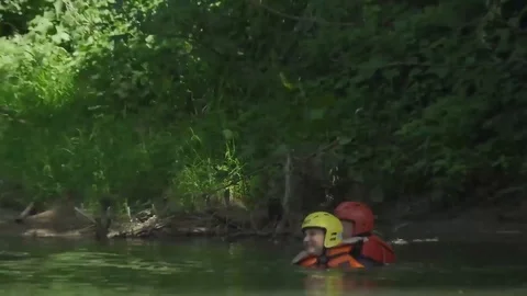 Firefighter swimming during Practicing s... | Stock Video | Pond5