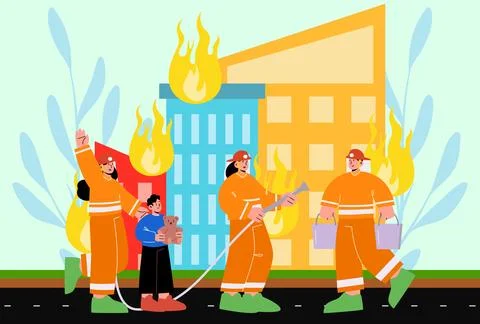 Firefighter Team Concept Illustration Stock Illustration