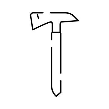 Firefighter tool hatchet line art icon Stock Illustration