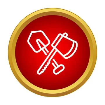 Firefighter tools crossed symbol on red circle Stock Illustration