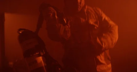 Firefighter in a training course Stock Footage 107626570