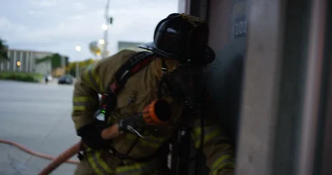 Firefighter in a training course Stock Footage 107626923