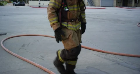 Firefighter in a training course Stock Footage 107627004