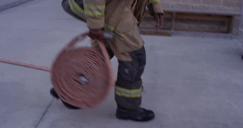 Firefighter in a training course Stock Footage 107627837