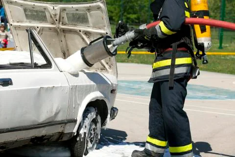 Firefighter training Stock Photos
