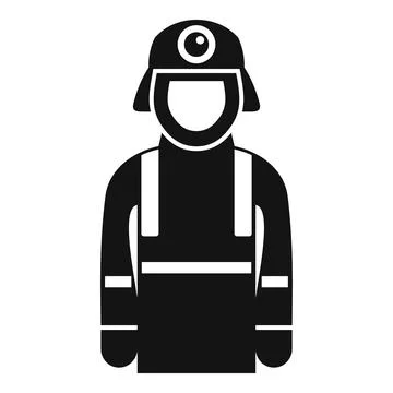 Firefighter wearing protective uniform and helmet with flashlight icon Stock Illustration