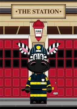 Firefighter Zebra Scene Stock-Illustration