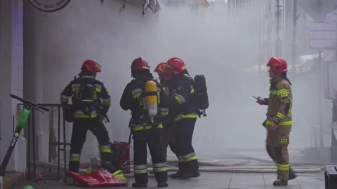 Firefighters at action Stock Footage 151863505