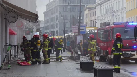 Firefighters at action Stock Footage 151863573