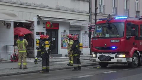 Firefighters at action Stock Footage 151923478