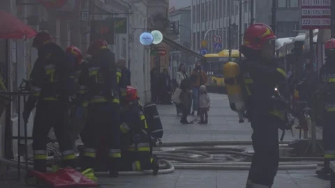 Firefighters at action Stock Footage 151926548