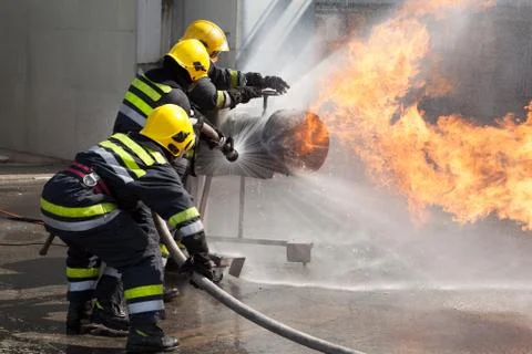Firefighters in action Foto stock